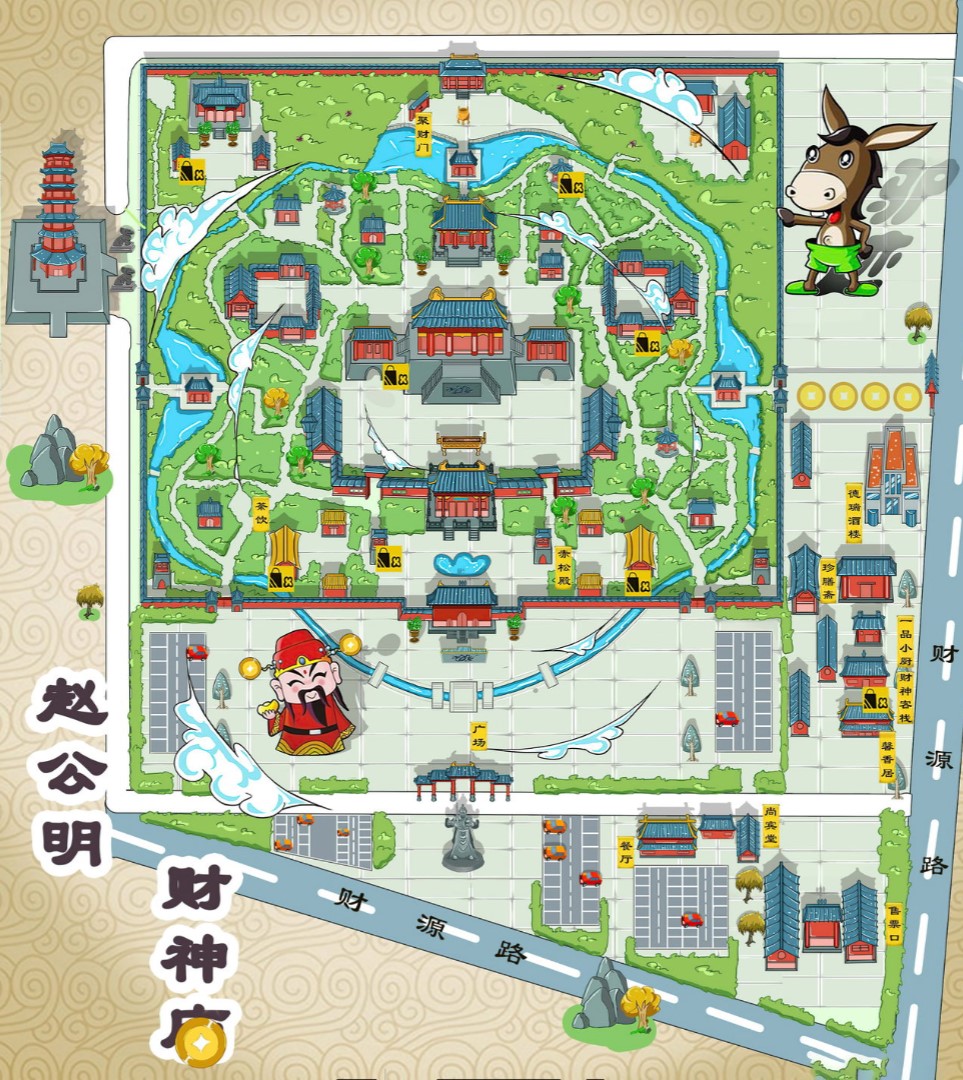 安庆寺庙类手绘地图
